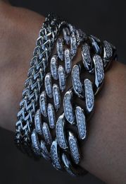 Diamonod zircon cuban chain bracelet Jewellery set copper gold link chains bracelets wristband hip hop rap Fashion for men women wil3788963
