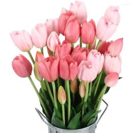 Decorative Flowers 10PCS Artificial Tulips Bride Bouquet Fake Home Decoration Wedding Ceremony Bedroom Party Table Accessories