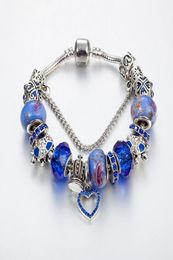 Strands Blue charm glass beads bracelet DIY crystal Turtle crown ornaments whole9490248