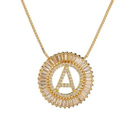 High Quality Gold Long Necklace White Designer Cubic Zirconia Initials Letter Pendant Necklaces For Women Men Dubai Jewellery CZ Col242v