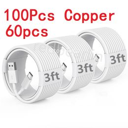 100Pcs Copper(60pcs) 1M 3Ft Fast Charging Type c USb C Micro USb Cable For Samsung Galaxy S10 S20 S22 S23 Xiaomi Redmi Huawei F1