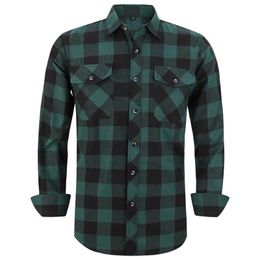 Men's Plaid Flannel Shirt Spring Autumn Male Regular Fit Casual Long-Sleeved Shirts For USA SIZE S M L XL 2XL 231226