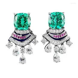 Stud Earrings Spring Qiaoer Vintage 925 Sterling Silver Emerald Ruby Sapphire Gemstone Drop Dangle Fine Jewellery Anniversary Gifts