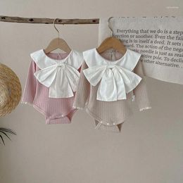 Rompers MILANCEL Baby Girls Clothes Big Bow Sweet Girl One Piece Turn Down Collar Knit Clothing