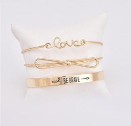 Cuff 2021 Wedding Accessories 3 Pcsset Retro Bracelets Gold Silver Hollow Bowknot Letters Arrow Adjustable Bracelet Women039s 8486158