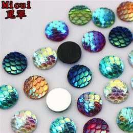 300pcs 10mm AB Color Round Resin Rhinestone Fish Scale Flatback Crystal Stones Gems For clothing Crafts Decorations DIY ZZ622253h