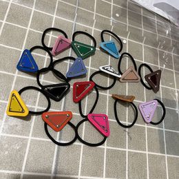 Brand Triangle Mark Letter Hair Rubber Bands Hairband Fashion Women Designer Pony Tails Holder Elastic Headbands Headwrap Girl Sports Hairrope Wholesale 15 Colour
