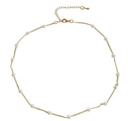 Duoying Oem Collier De Perles New Design Women Gold Plated Natural Dainty Pearl Necklace2044990