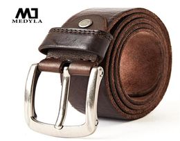 Medyla New Fashion Brand Luxury Leather Belts For Men Vintage Top Full Grain Genuine Leather Strap For Cowboys Jeans Waistband Y193069066