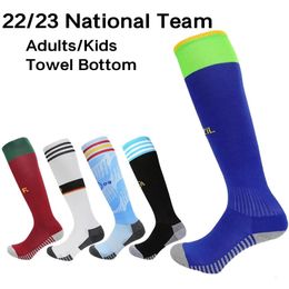 22 23 National Team Soccer Socks Adult Kids Breathable Thicken Sport High Knee Football Long Training Match Racing Stocking 231225