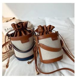 Evening Bags Casual Drawstring Handbag Wallet Suitable For Travel Shopping Ladies Shoulder Bag Cylindrical Leather Bucket Crossbody