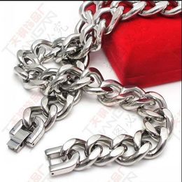 Chains 20''-40'' Stainless Steel Heavy Huge 15mm Cuban Curb Link Necklace Bracelet Men Cool Jewellery