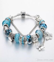 17cm to 21cm 925 Sterling Silver plated butterfly tassel Pendant Bracelet for Silver Charm Chain Bracelets5844026