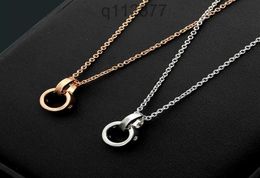 Luxury fashion brand 2019 new Titanium steel whole B letter double ring diamond necklace for women charm couple love necklace220O1600820