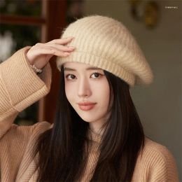 Berets Women's Hat In The Winter Joker Woman Cap Luxury Warm Wool Female Autumn/winter Caps Knit Beret Black Beige Khaki