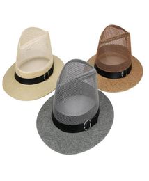 Unisex Women Men Hat Sun Straw Hats Cap Soft Fedora Panama Belt Hats Outdoor wide Brim Caps Spring Summer Beach Hat7704121