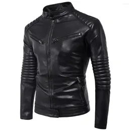 Men's Jackets Mens Leather Men Stand Collar Coats Male Motorcycle Jacket Casual Slim Brand Clothing M-5XL