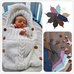 Bags New Newborn Baby Knitted Sleeping Bags Blanket Handmade Wrap Super Soft Sleeping Bag Cotton Jacquard Blanket Layer Thread Tassel H