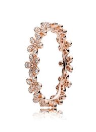 18K Rose gold Daisy Flower wedding rings sets Original Box for 925 Sterling Silver luxury designer Jewellery women rings1709155