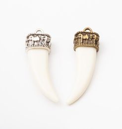 20pcs 4715MM Vintage antique bronze elephant ivory charms elephant039s tusk silver Colour ethnic pendant for bracelet earring n6202417