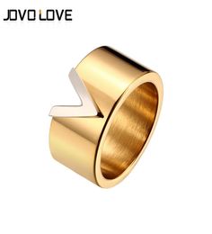 Fashion V Shape Stainless Steel Rings for Women Wedding Gift High Polished Gold Colour Rings Female Size 6 to 101972197