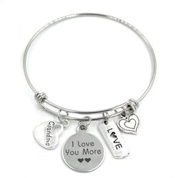 New Arrival Stainless Steel Bracelet Adjustable Wire Bangle Family Charms Bracelet Grandma Gifts Jewelry277r