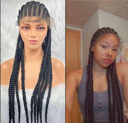 Braided Wigs Full Lace Wig 34inches Braiding Hair For Black Women Synthetic Box Braids Hair Wigs For Whole 2201219536653