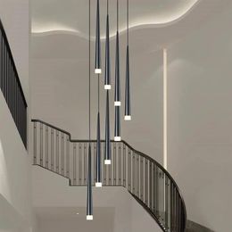 Led long downlight Pendant Lamps individual creativity modern dining room chandelier stair light kitchen chandeliers bar Chandelie2892