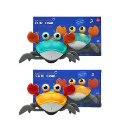 Crawling Crab Baby Bath Toys Runaway Automatically Avoid Hand Electric walking Baby toys build in rechargeable battery with music and led light