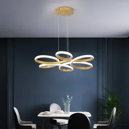 Chandeliers Modern Acrylic Aluminium Led Chandelier Hanging Light With Remote Control Dimming 90-260V Pendan Fixtures For Bedroom Roon