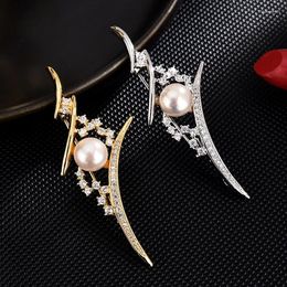 Brooches SUYU Copper Brooch Simulation Pearl Corsage Shawl Button Coat Clothing Accessories
