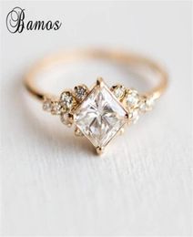 Princess Cut Zircon Engagement Ring Vintage Gold Colour Promise Wedding Rings For Women Simple Summer Jewellery Gift4830118