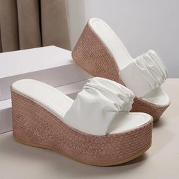 Slippers Summer Thick Soled Fashion Platform Wedges 8.5CM High Heels Sandals 2024 Elegant Sole Ladies Dressy Shoes