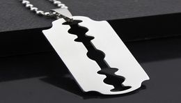 5pcs Stainless Steel Razor Blades Pendant Necklaces Men Steel Male Shaver Shape Necklace geometric Wife gift8971184