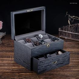 Watch Boxes 20 Slots Luxury Ash Wooden Storage Organiser Box Jewellery Mechanical Watches With Lock Case Wood Display Gifts Cases