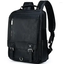 School Bags High Quality Men's Fashion Leather Men Backpack Business Male 15.6" Laptop Bag Daypacks Large Capacity Travel College