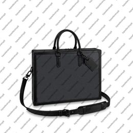 M44952 SOFT TRUNK BRIEFCASE Men Box Messenger Purse embossed Cowhide Designer briefcase portfolio attache case tote Handbag Should257d
