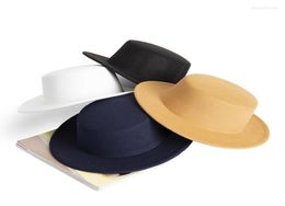 Berets Fedoras Hat For Women Vintage Cap Imitation Woolen Jazz Elegant British Wide Brim Ladies Caps Bowler Hats1544277