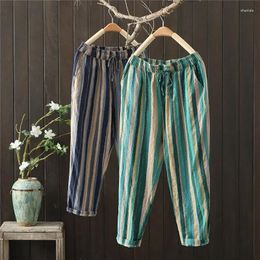 Women's Pants Spring Summer Thin Korean Fashion Clothing Office Lady Simplicity Printing Pocket Lacing Elastic Waist Straight