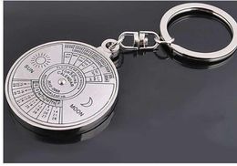 50 Years Perpetual Calendar Keyring Keychain Silver Alloy Key Chain Ring Keyfob 6RMA6670432