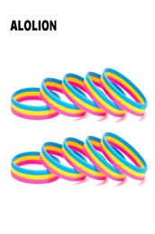 Pansexual Pride Asexual Silicone Rubber Bracelets Sports Wrist Band Bangle 00049234629