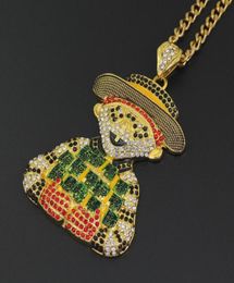 Fashion Iced Out Cartoon Clown Pendant Necklace Mens Hip Hop Necklace Jewellery 76cm Gold Cuban Chain For Men2725025