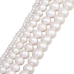 Rings 1 Strand Natural Bread Round White Cultured Freshwater Pearl Loose Beads 79mm for Jewellery Making 15 Inch
