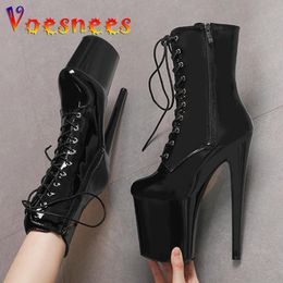 Boots boots women 2022 luxury brand designer fashion sexy knight 8 inch high heel platform ankle boots women black pole dancing shoes