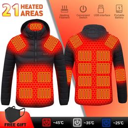 Men 21 Areas Heated Jacket USB Winter Warm Heating Undershirt Electric Heating Jacket Clothing Can Heated Cotton Jacket S-6XL 231226