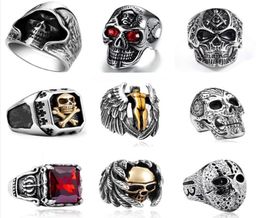 Gothic Punk Mens Stainless Steel Ring Vintage Hip Hop Skull Rings For Men Steampunk Jewelry Accessories1139879