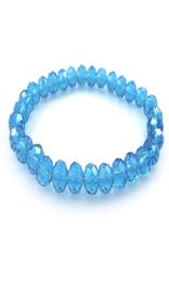 Lake Blue 8mm Faceted Crystal Beaded Bracelet For Women Simple Style Stretchy Bracelets 20pcslot Whole4443698