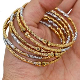 Dubai Ladies Bracelet Two Color Ball African Silver White Indian Gold Girl Wedding Bridal Jewelry Gift 231226