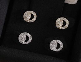 Fashion gold diamond stud earrings aretes for lady Women Party Wedding Lovers gift engagement Jewelry for Bride with box have stam7764256