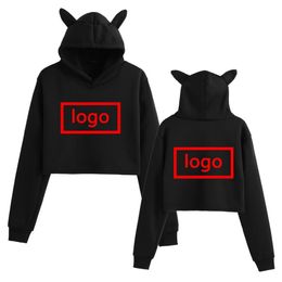 diy cat ear hoodie Printed style top 231226